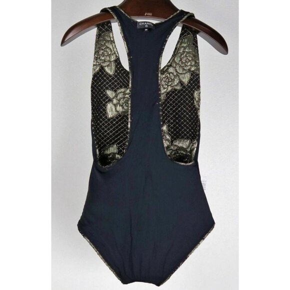 Authentic CHANEL Camellia Lamé Swimsuit Vintage Rose 38 - Picture 8 of 10